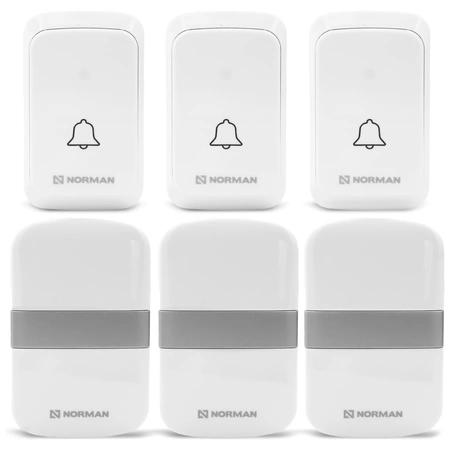 Dzwonek bezprzewodowy NORMAN AP-D20 WS ZESTAW 3x Nadajnik 3x Odbiornik