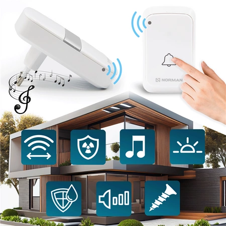 Dzwonek bezprzewodowy NORMAN AP-D20 WS ZESTAW 3x Nadajnik 3x Odbiornik